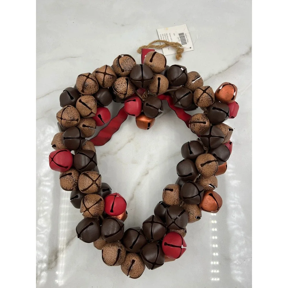 Cracker Barrel Heart Bell Wreath All Hearts Come Home Red Brown Copper Rustic
